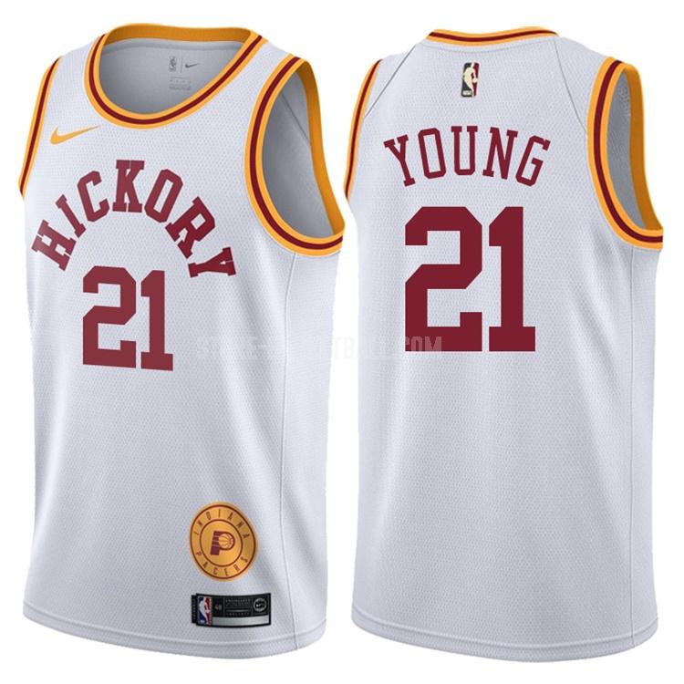 2017-18 indiana pacers thaddeus young 21 white hardwood classic men's replica jersey