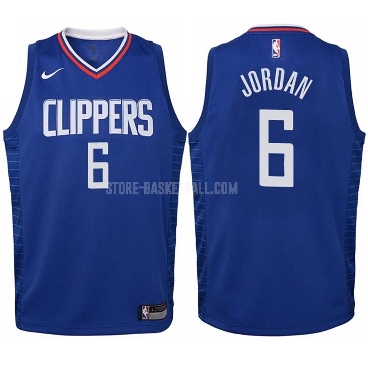 2017-18 los angeles clippers deandre jordan 6 blue icon youth replica jersey