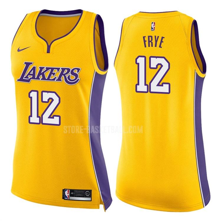 2017-18 los angeles lakers channing frye 12 yellow icon women's replica jersey