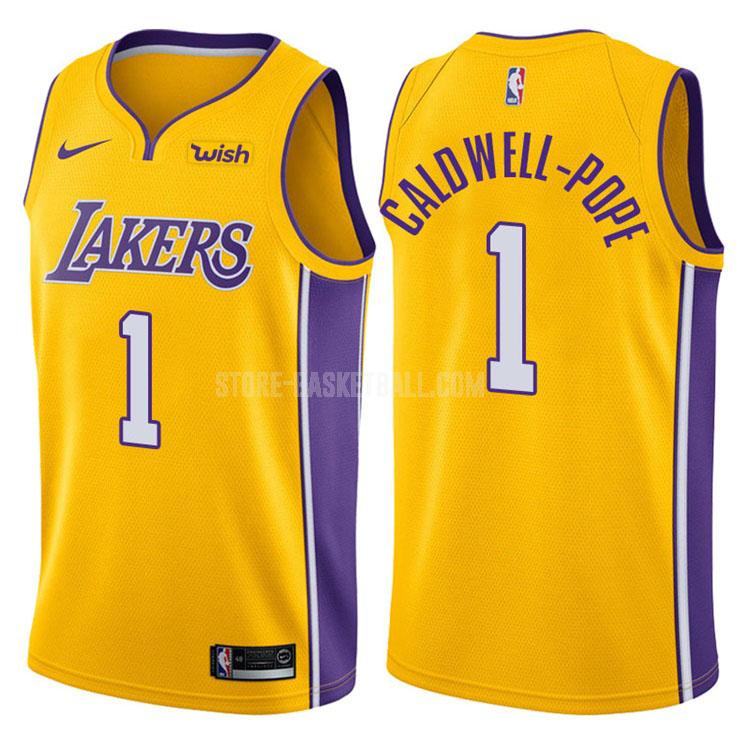 2017-18 los angeles lakers kentavious caldwell-pope 1 yellow icon men's replica jersey