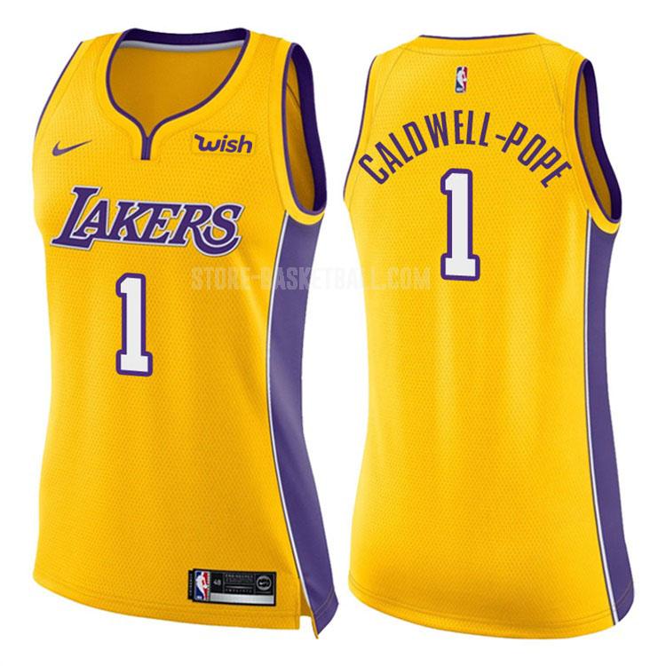 2017-18 los angeles lakers kentavious caldwell-pope 1 yellow icon women's replica jersey