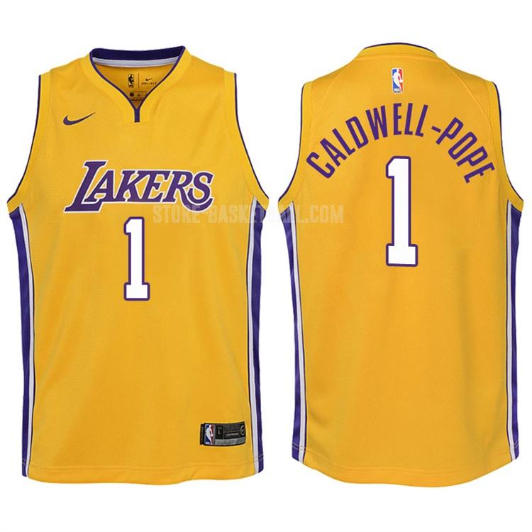 2017-18 los angeles lakers kentavious caldwell-pope 1 yellow icon youth replica jersey