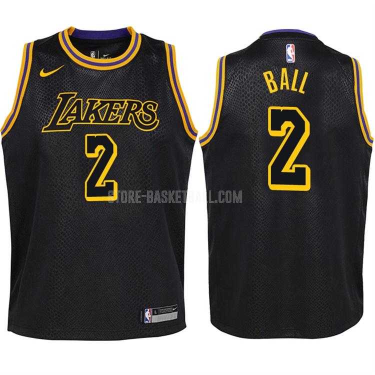 2017-18 los angeles lakers lonzo ball 2 black city edition youth replica jersey