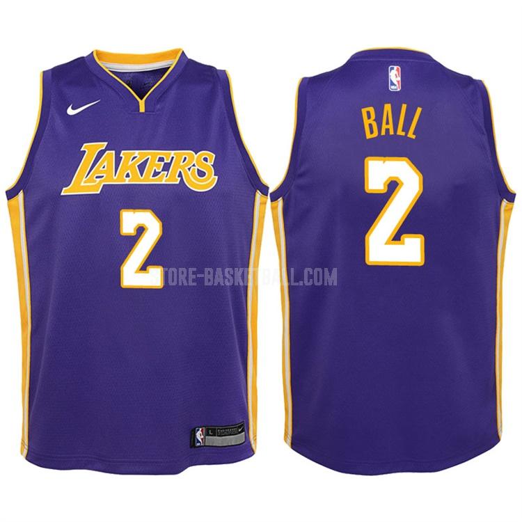 2017-18 los angeles lakers lonzo ball 2 purple statement youth replica jersey
