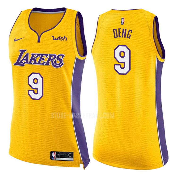 2017-18 los angeles lakers luol deng 9 yellow icon women's replica jersey