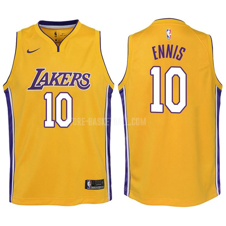 2017-18 los angeles lakers tyler ennis 10 yellow icon youth replica jersey