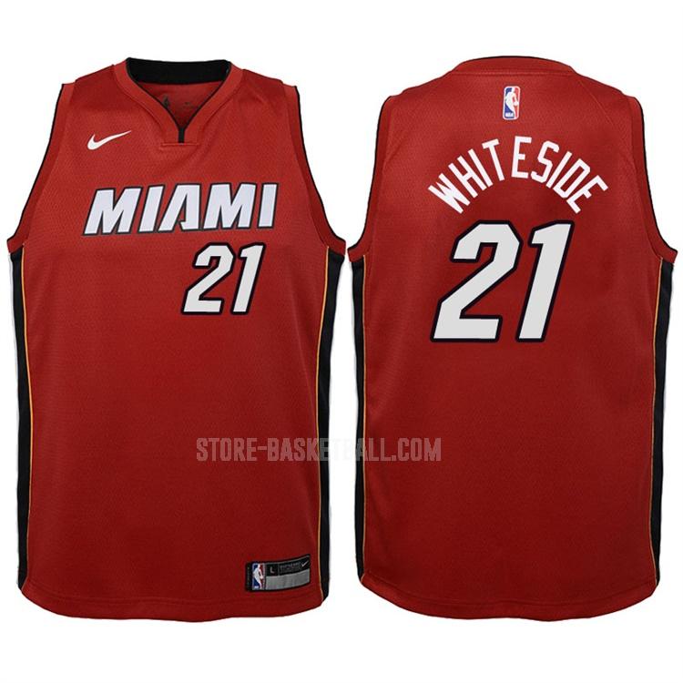 2017-18 miami heat hassan whiteside 21 red statement youth replica jersey