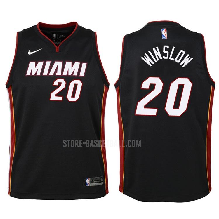2017-18 miami heat justise winslow 20 black icon youth replica jersey