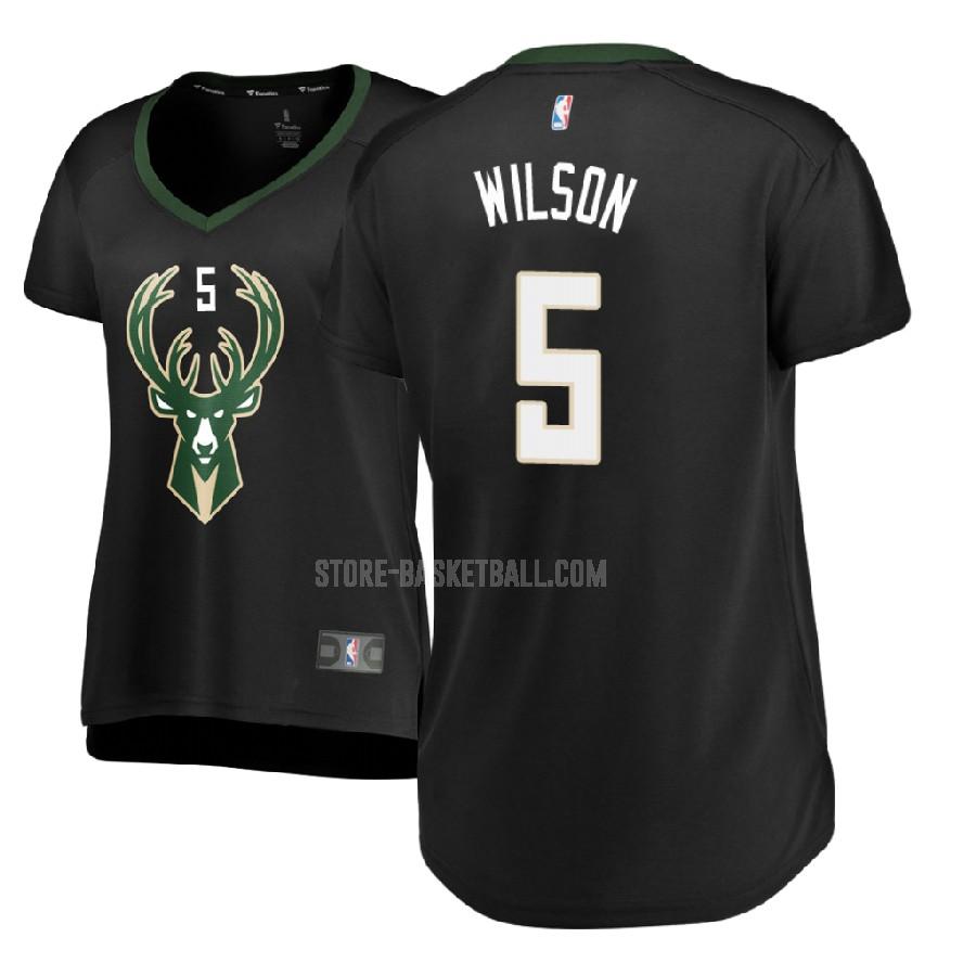 2017-18 milwaukee bucks dj wilson 5 black statement women's replica jersey
