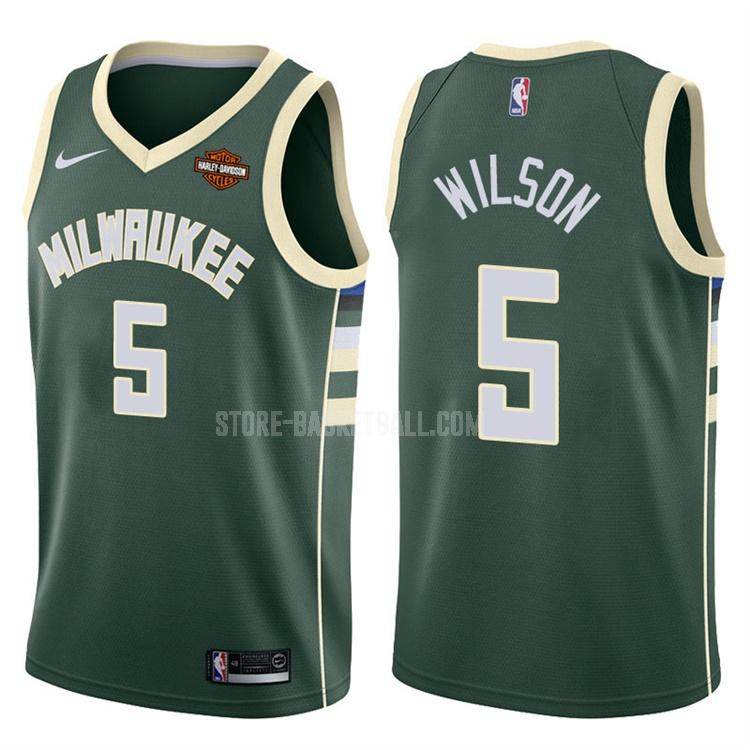 2017-18 milwaukee bucks dj wilson 5 green icon men's replica jersey
