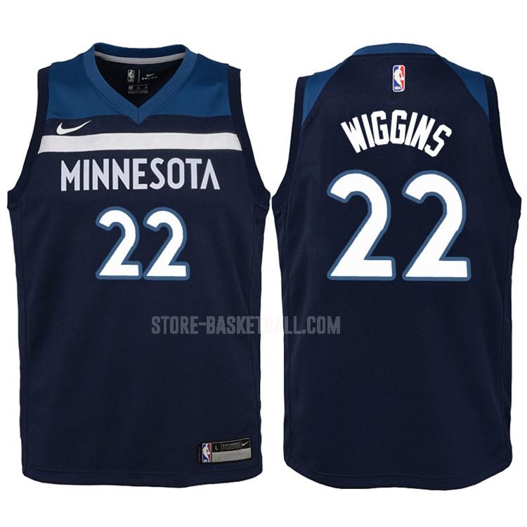 2017-18 minnesota timberwolves andrew wiggins 22 navy icon youth replica jersey