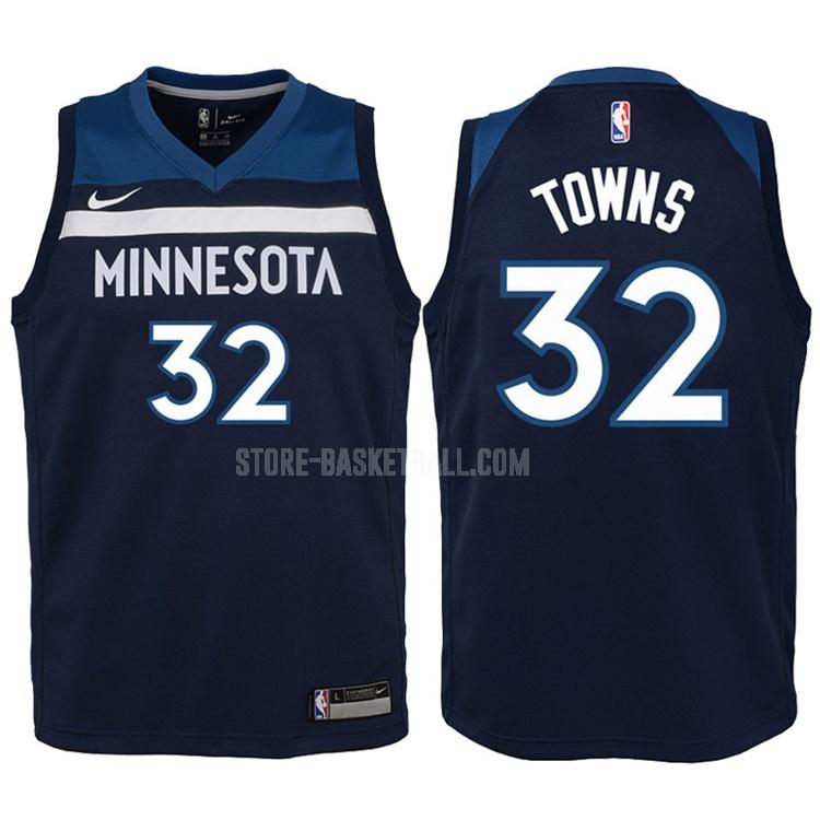 2017-18 minnesota timberwolves karl anthony towns 32 blue icon youth replica jersey