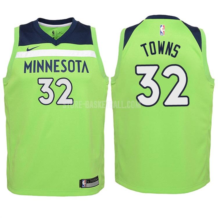 2017-18 minnesota timberwolves karl anthony towns 32 green statement youth replica jersey