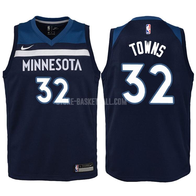 2017-18 minnesota timberwolves karl anthony towns 32 navy icon youth replica jersey