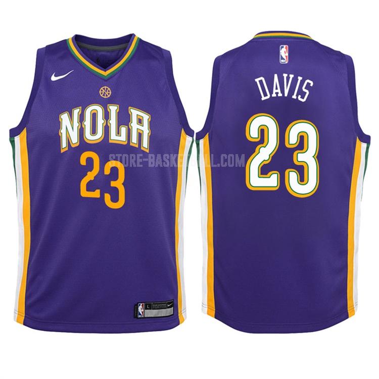 2017-18 new orleans pelicans anthony davis 23 purple city edition youth replica jersey