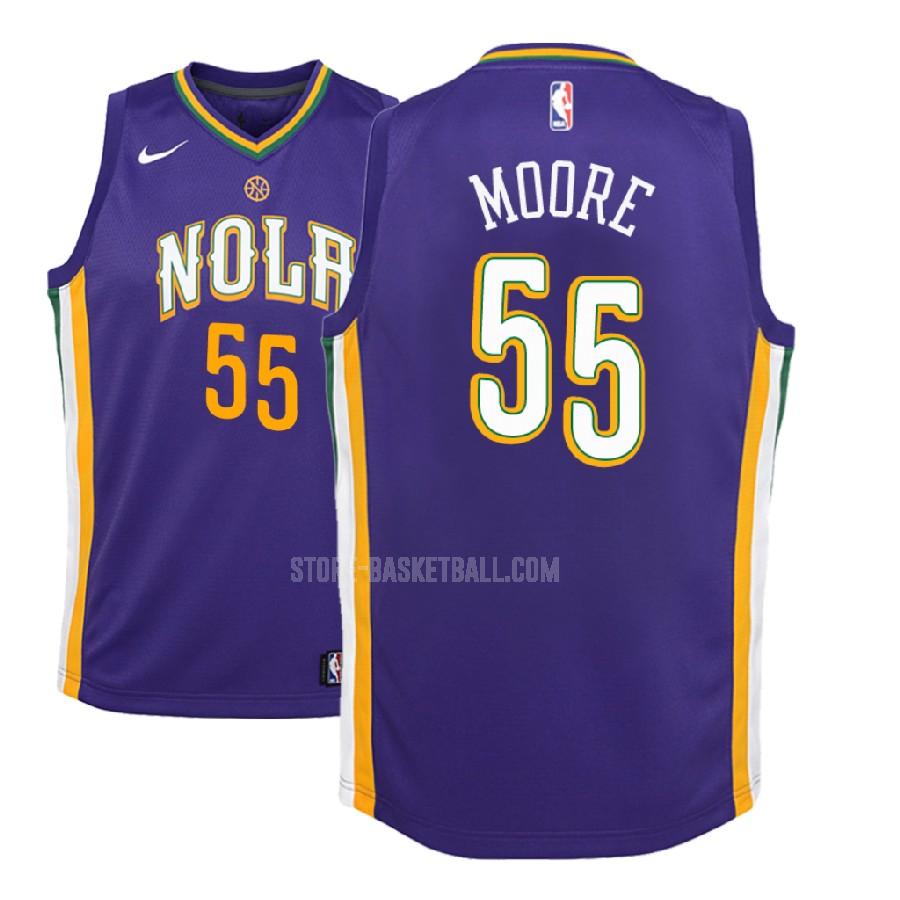 2017-18 new orleans pelicans e'twaun moore 55 purple city edition youth replica jersey