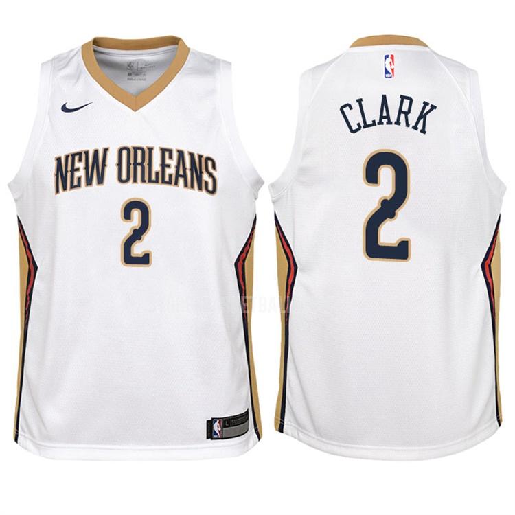 2017-18 new orleans pelicans ian clark 2 white association youth replica jersey