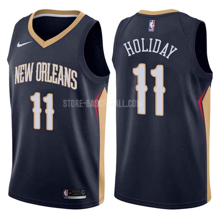 2017-18 new orleans pelicans jrue holiday 11 navy statement men's replica jersey