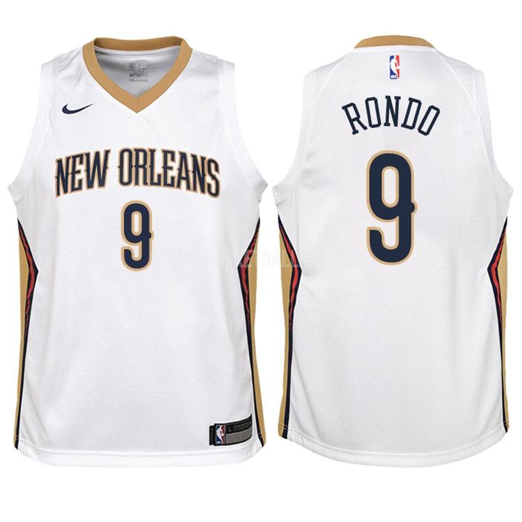 2017-18 new orleans pelicans rajon rondo 9 white association youth replica jersey