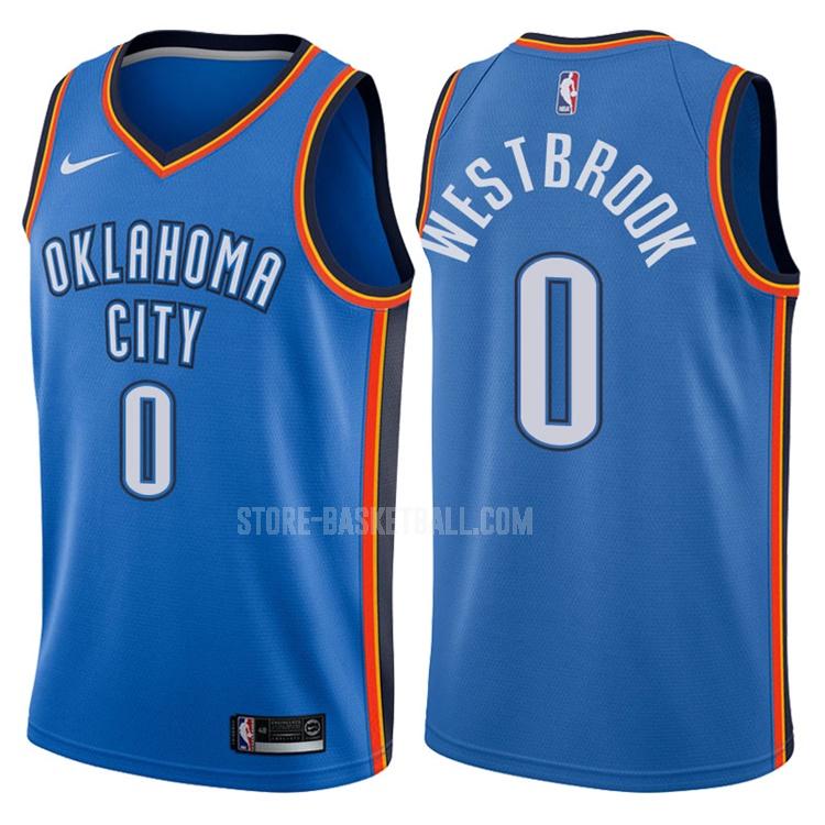 2017-18 oklahoma city thunder russell westbrook 0 blue icon men's replica jersey