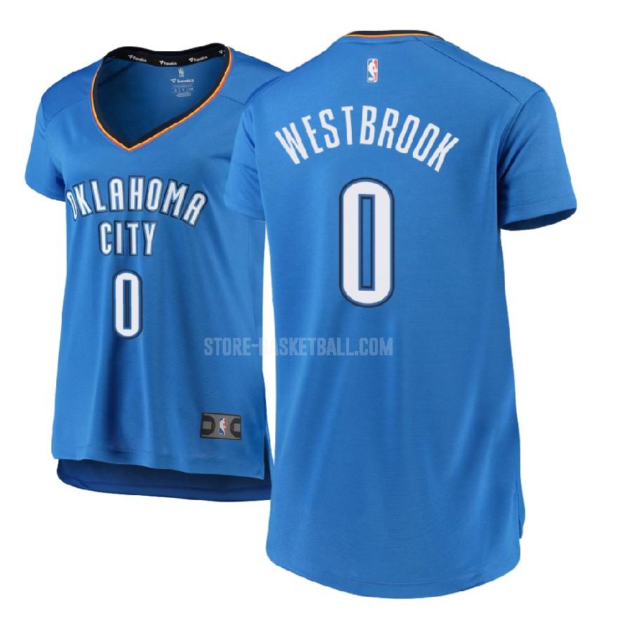2017-18 oklahoma city thunder russell westbrook 0 blue icon women's replica jersey