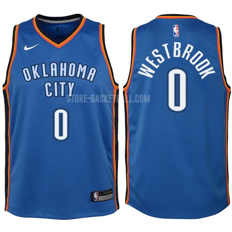2017-18 oklahoma city thunder russell westbrook 0 blue icon youth replica jersey