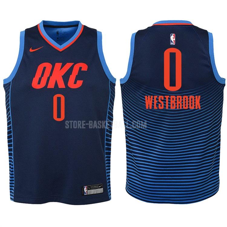 2017-18 oklahoma city thunder russell westbrook 0 navy statement youth replica jersey