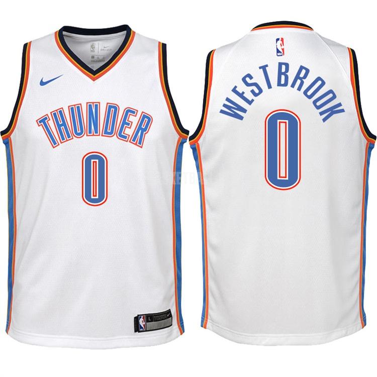 2017-18 oklahoma city thunder russell westbrook 0 white association youth replica jersey
