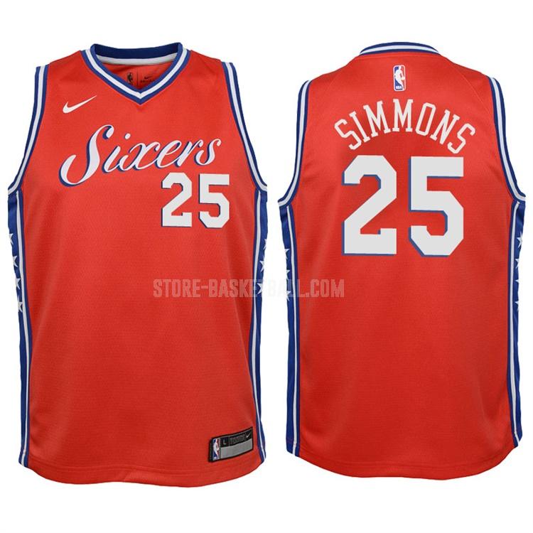 2017-18 philadelphia 76ers ben simmons 25 red statement youth replica jersey