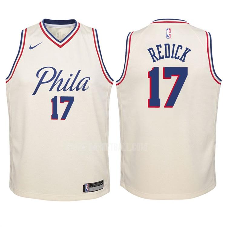 2017-18 philadelphia 76ers jj redick 17 cream color city edition youth replica jersey