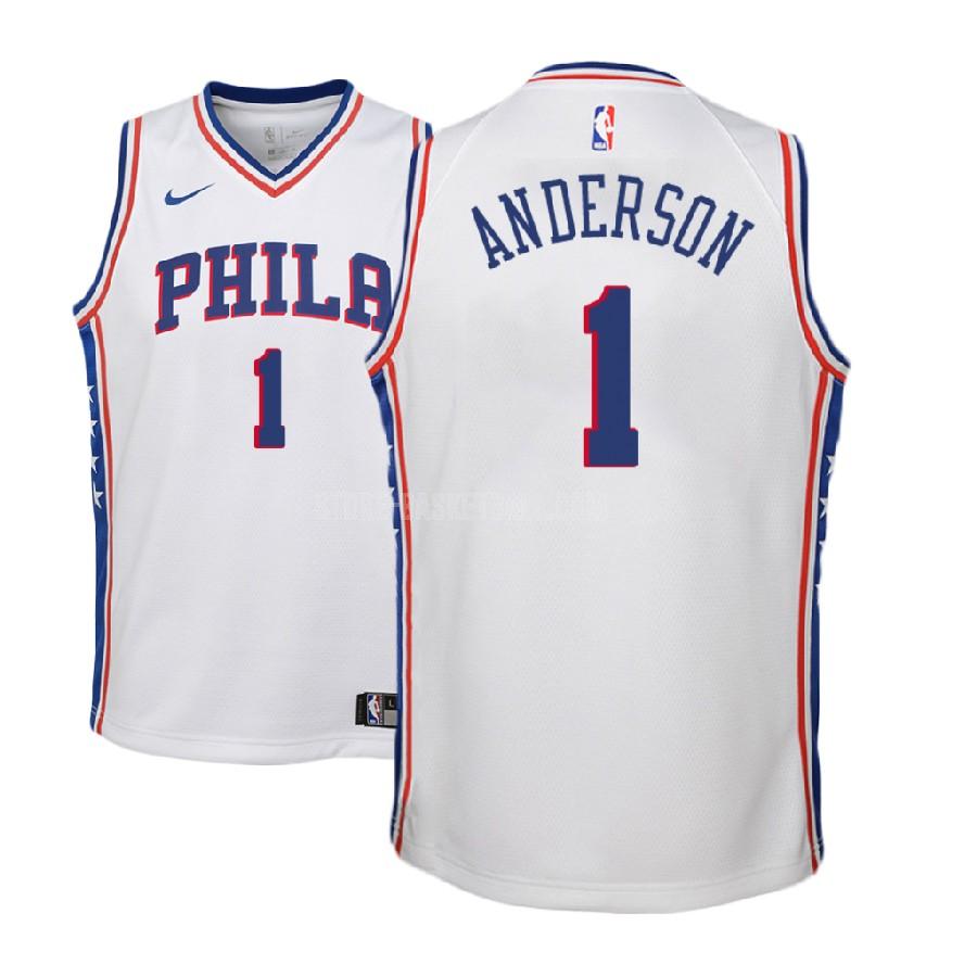 2017-18 philadelphia 76ers justin anderson 1 white association youth replica jersey