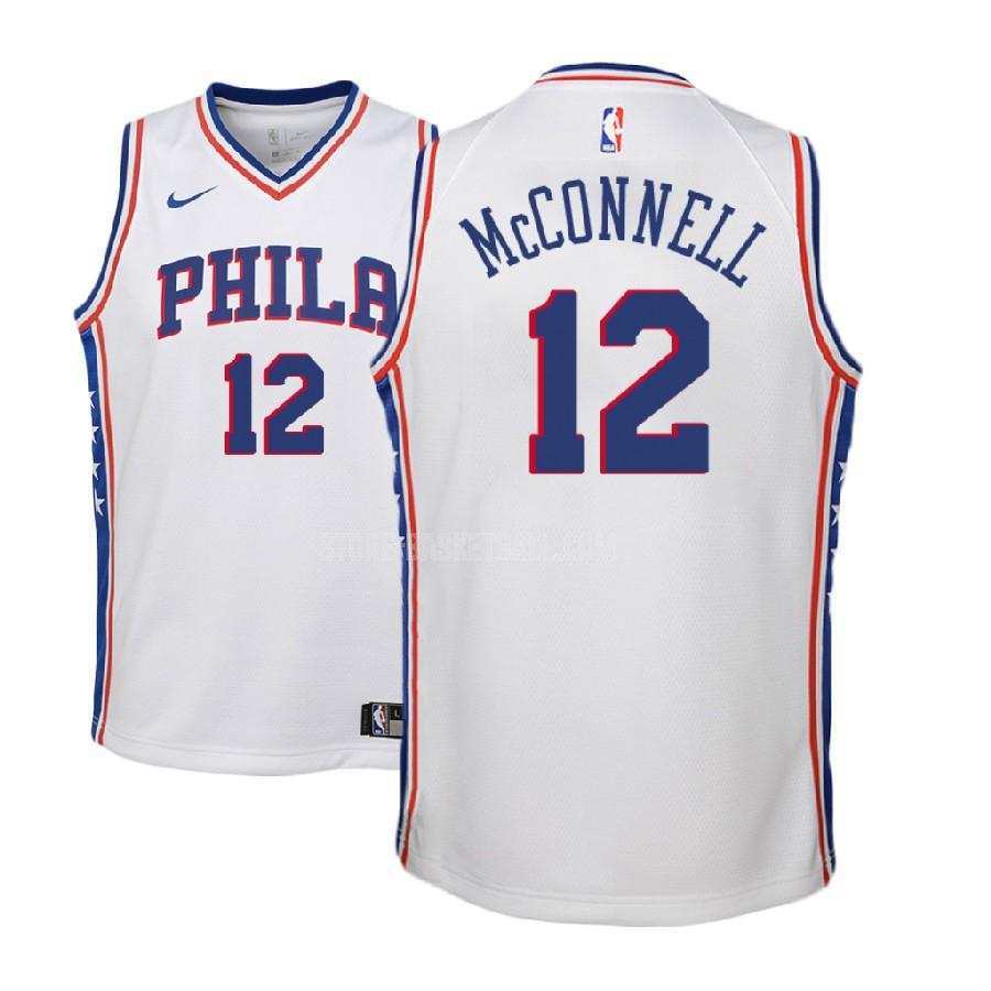 2017-18 philadelphia 76ers tj mcconnell 12 white association youth replica jersey
