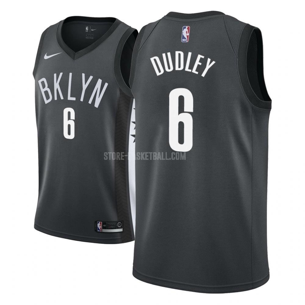 2018-19 brooklyn nets jared dudley 6 black statement men's replica jersey