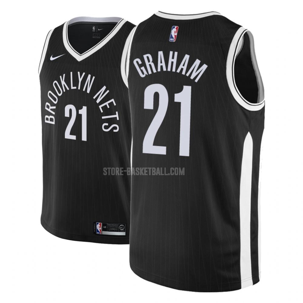 2018-19 brooklyn nets treveon graham 21 black city edition men's replica jersey
