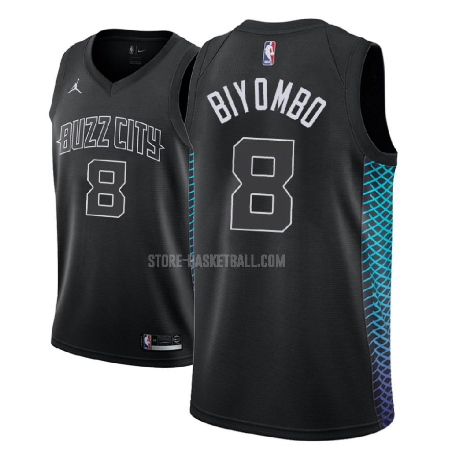 2018-19 charlotte hornets bismack biyombo 8 black city edition men's replica jersey