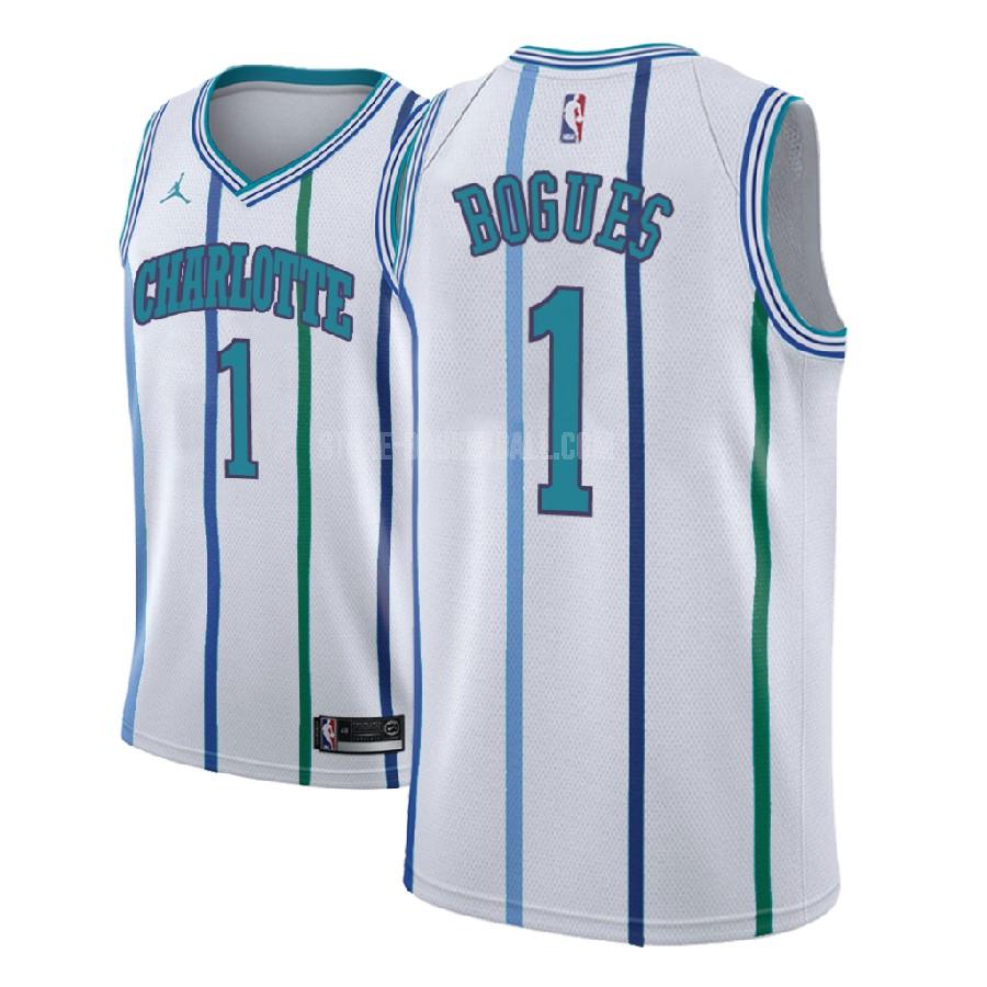 2018-19 charlotte hornets tyrone bogues 1 white classic edition men's replica jersey