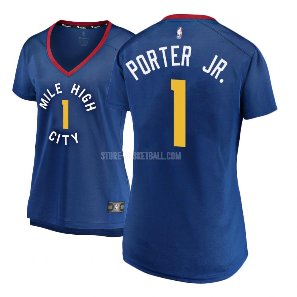 2018-19 denver nuggets michael porter jr 1 blue statement women's replica jersey