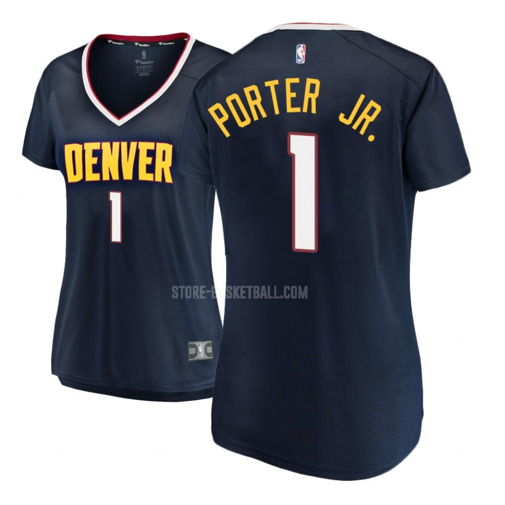 2018-19 denver nuggets michael porter jr 1 navy icon women's replica jersey
