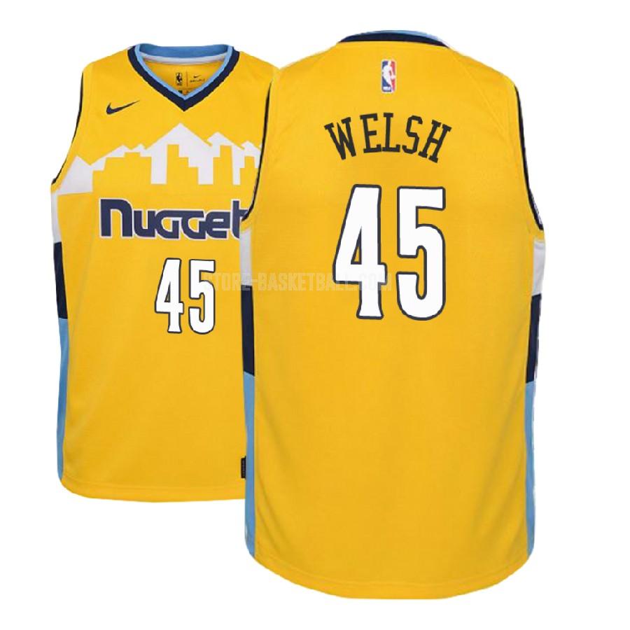 2018-19 denver nuggets thomas welsh 45 yellow statement youth replica jersey