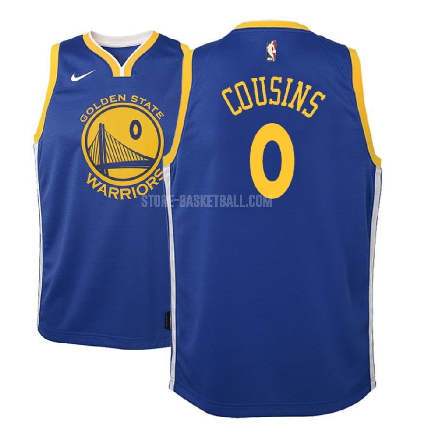 2018-19 golden state warriors demarcus cousins 0 blue icon youth replica jersey