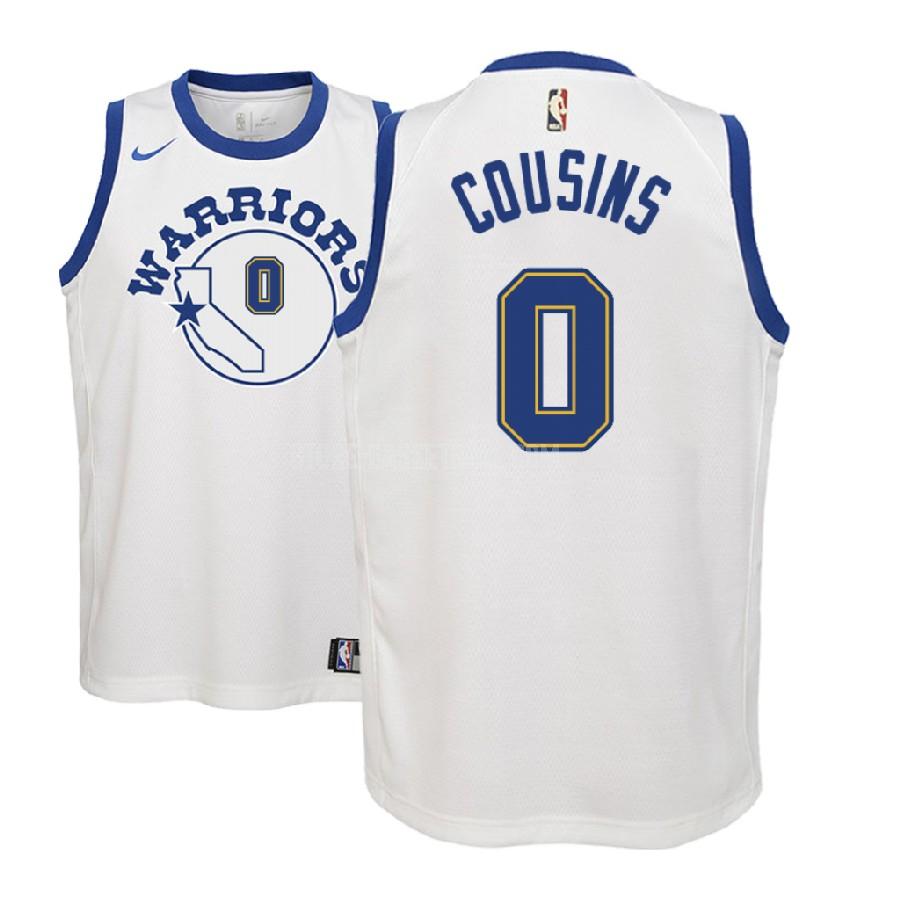 2018-19 golden state warriors demarcus cousins 0 white classic edition youth replica jersey