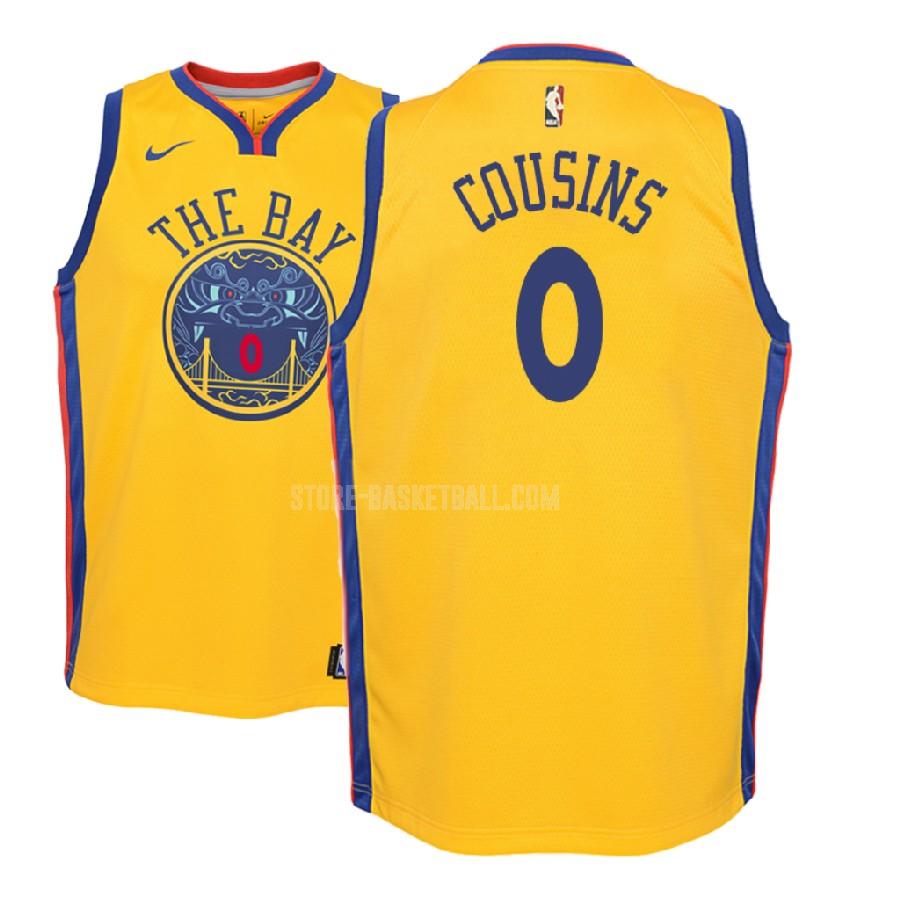2018-19 golden state warriors demarcus cousins 0 yellow city edition youth replica jersey