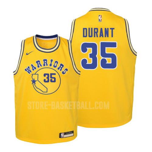 2018-19 golden state warriors kevin durant 35 yellow hardwood classics youth replica jersey