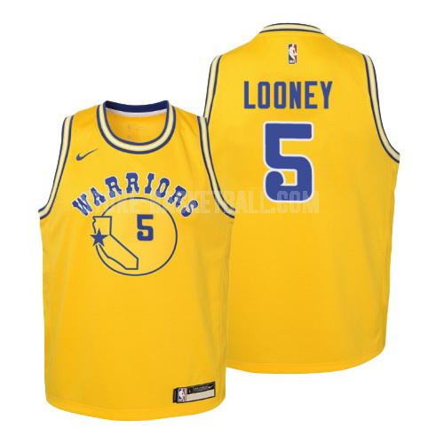 2018-19 golden state warriors kevon looney 5 yellow hardwood classics youth replica jersey