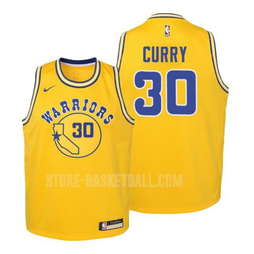 2018-19 golden state warriors stephen curry 30 yellow hardwood classics youth replica jersey