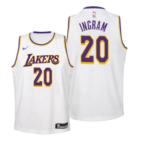 2018-19 los angeles lakers andre ingram 20 white association youth replica jersey