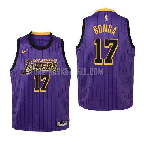 2018-19 los angeles lakers isaac bonga 17 purple city edition youth replica jersey