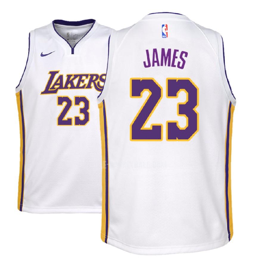 2018-19 los angeles lakers lebron james 23 white association youth replica jersey