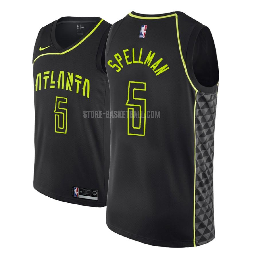 2018 nba draft atlanta hawks omari spellman 14 black city edition men's replica jersey