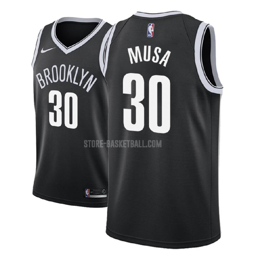 2018 nba draft brooklyn nets dzanan musa 30 black icon men's replica jersey